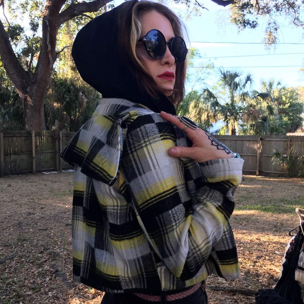 Grunge Punk Plaid hooded jacket
